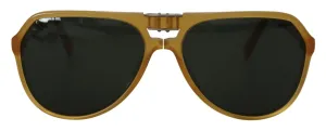 Dolce & Gabbana Chic Yellow Aviator Acetate Sunglasses
