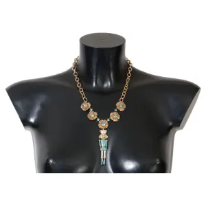 Dolce & Gabbana Elegant Gold Crystal Statement Necklace
