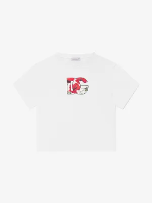Dolce & Gabbana Girls Poppy Logo T-Shirt in White