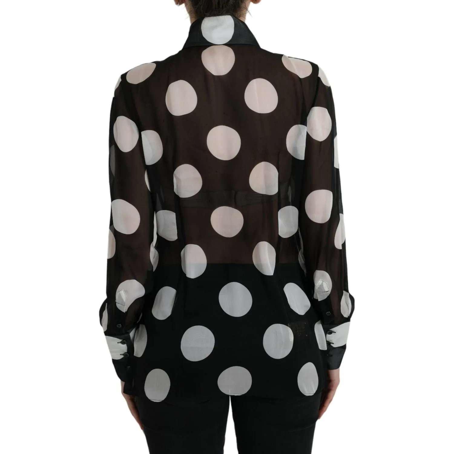 Dolce & Gabbana Silk Collared Button-Up Blouse in Black & White