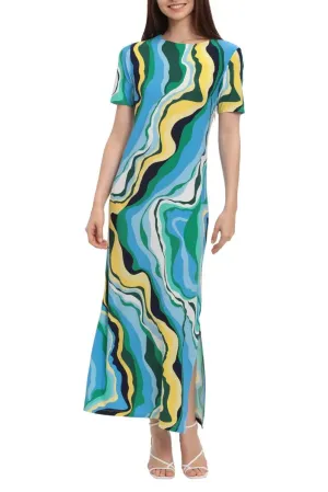 Donna Morgan Crew Neck Sleeveless Pull Over Long Jersey Dress