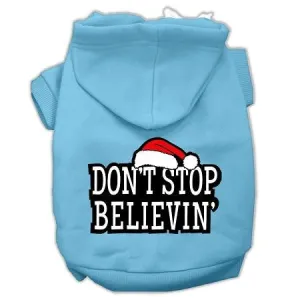 Don't Stop Believin' Screenprint Pet Hoodies Baby Blue Size Xs (8)