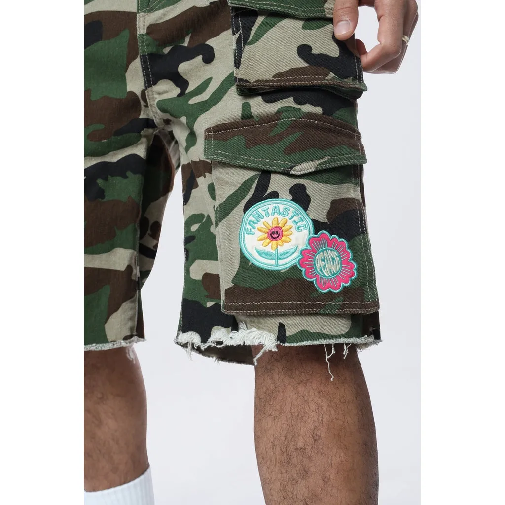 Doodle Graphic Resort Twill Shorts - Wood Camo