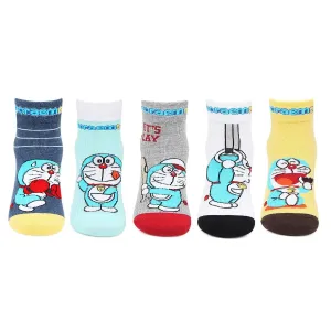 Doraemon Multicolored Socks For Kids  - Pack Of 5