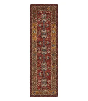 Double Border Wool Hooked Runner, Sienna Multi