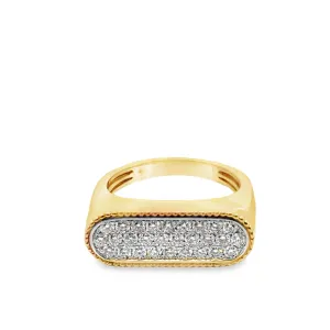 Doves Two-Tone Flat Top Pave Diamond Ring