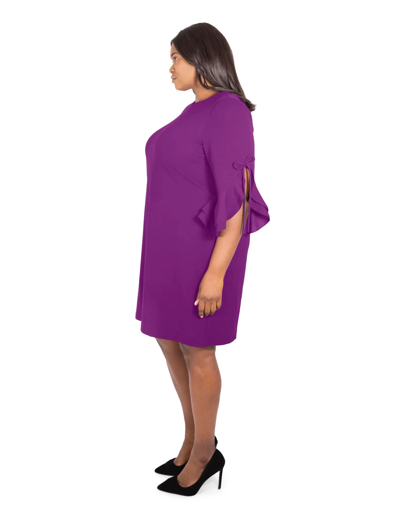 Draped Sleeve Dress | Purple