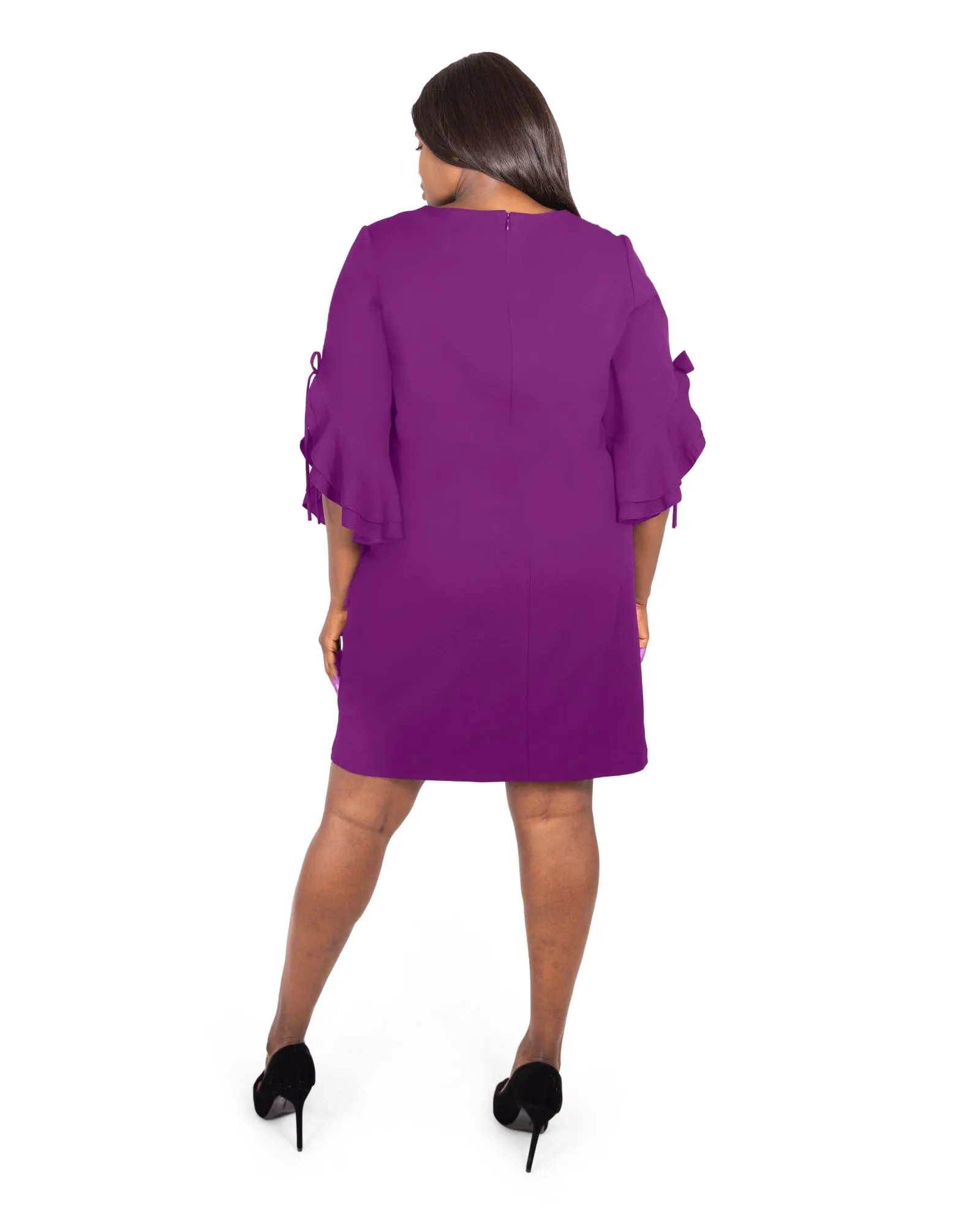Draped Sleeve Dress | Purple