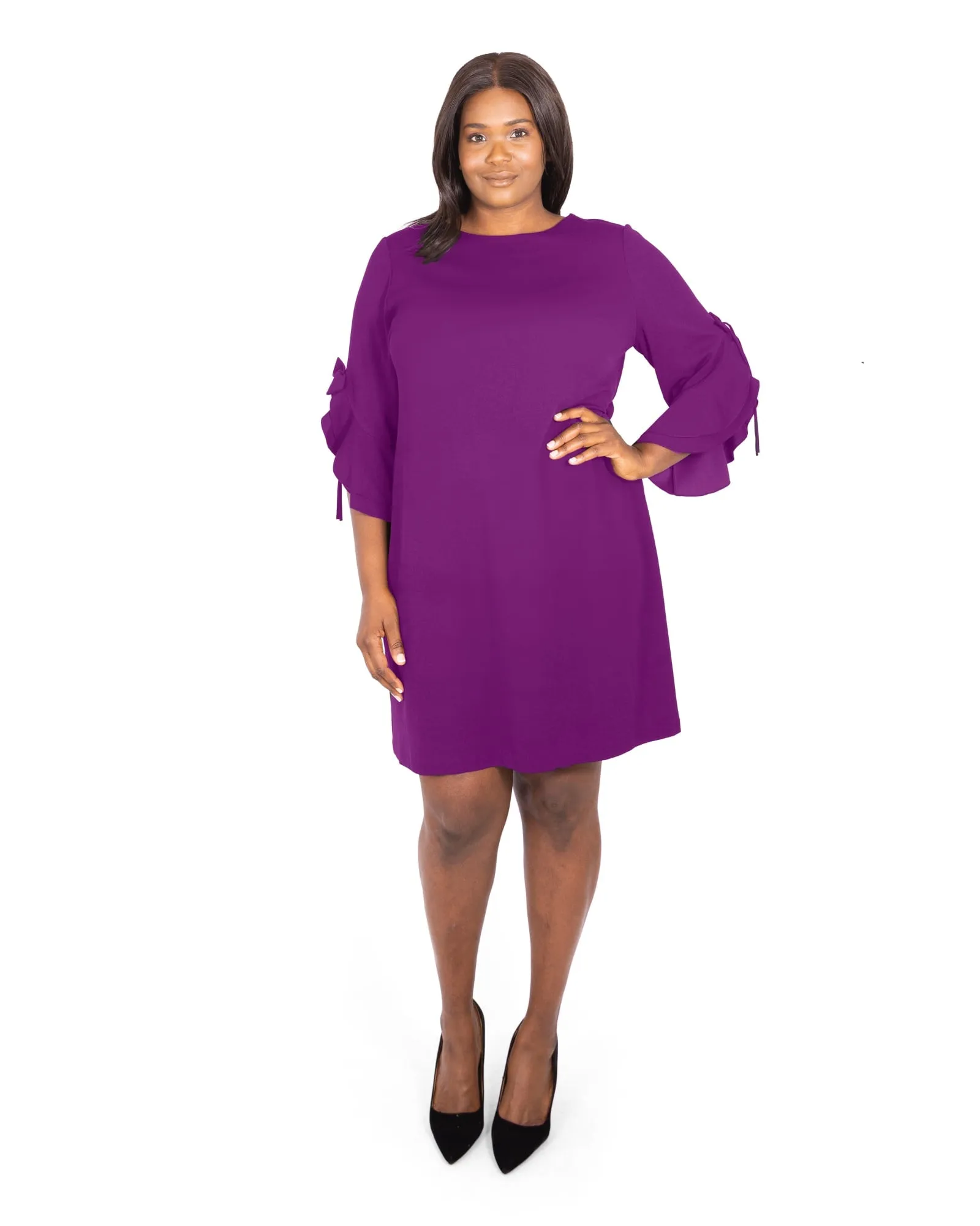 Draped Sleeve Dress | Purple