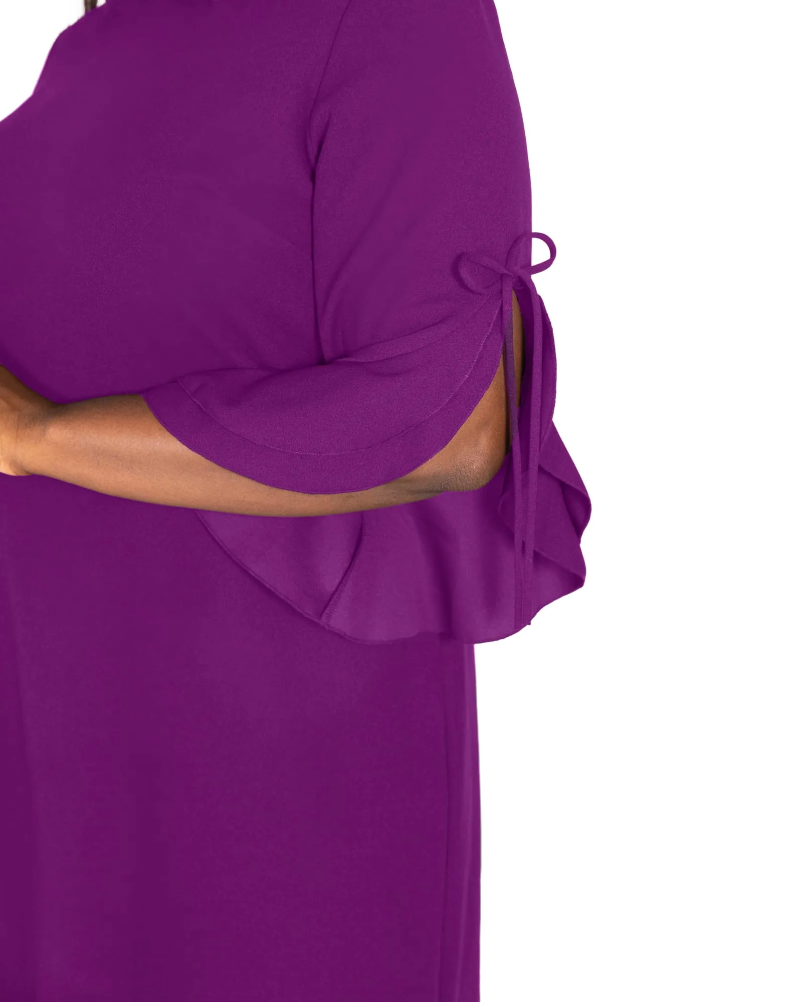 Draped Sleeve Dress | Purple