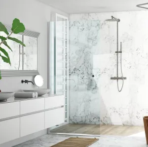 Dreamwerks 35.4"W x 79"H Frameless Fixed Shower Door in Chrome - Available in Clear or Frosted Glass