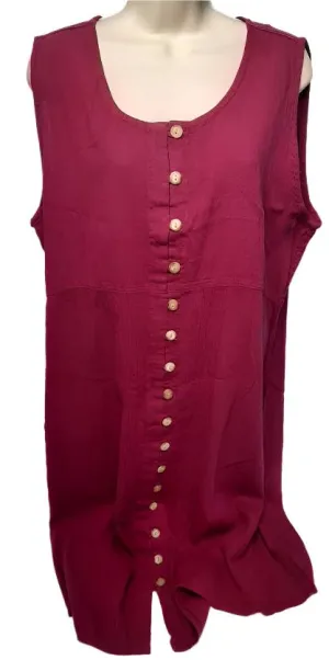 Dress-Button Front-Sleeveless-Fuscia Flower-Women's-S0612