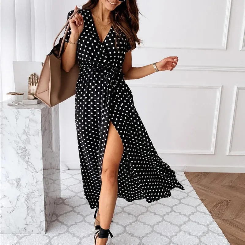 DressBetty - 2024 Casual Floral V-Neck Yellow Boho Dress for Summer