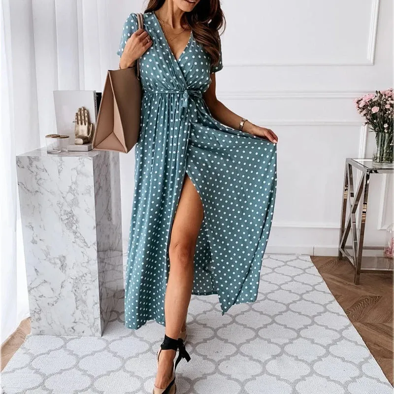 DressBetty - 2024 Casual Floral V-Neck Yellow Boho Dress for Summer