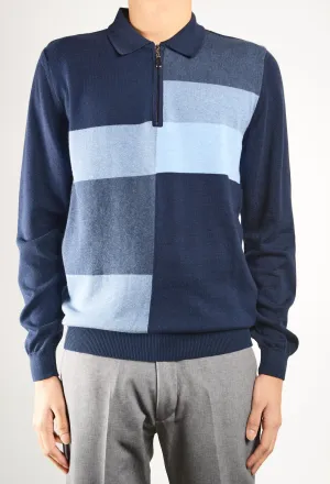 DT 1/4 Zip Multi Colorblock Polo Ls