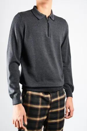 DT Tipped 1/4 Zip Polo Ls