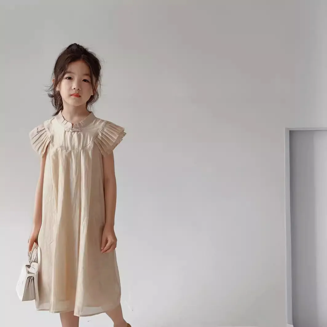 DUNNMALL  Girls National Style New Chinese Retro Improved Cheongsam Dress