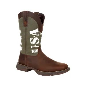 Durango Rebel Men's Western 12" Pull-on Work Boots Ddb0313 In Brown And Army Green