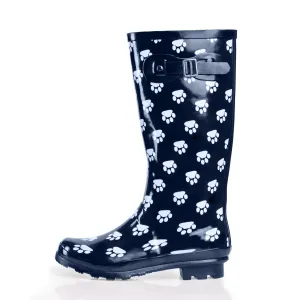 Eastern Off Price - Norty Women Hi Calf 13" Rain Boot 39699 Navy Paw Print