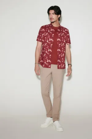 Easy Care Koi All Over Print Cotton Oxford Smart Fit Short Sleeve Casual Shirt