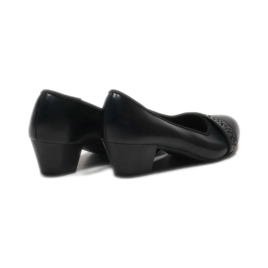 Easy Street Mid-Heel Shoes Leather Black Colour For Women