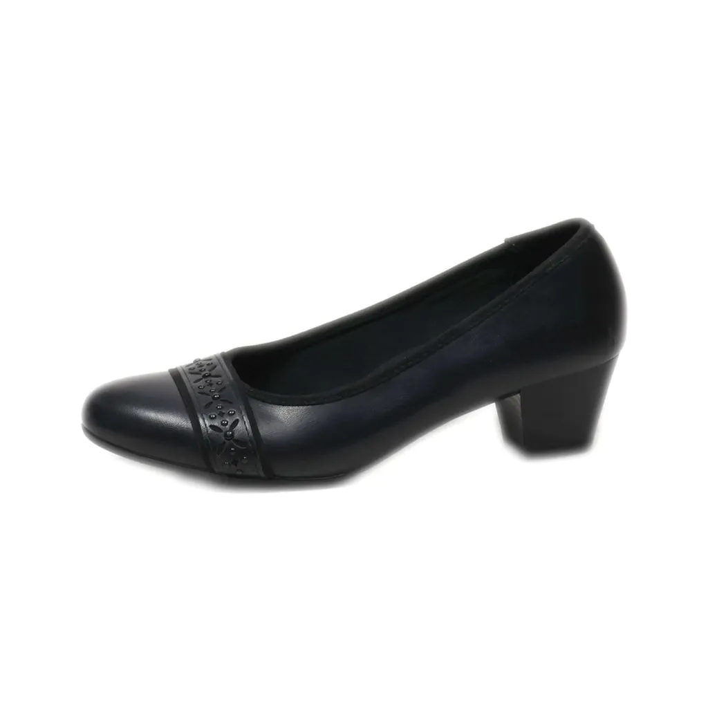 Easy Street Mid-Heel Shoes Leather Black Colour For Women