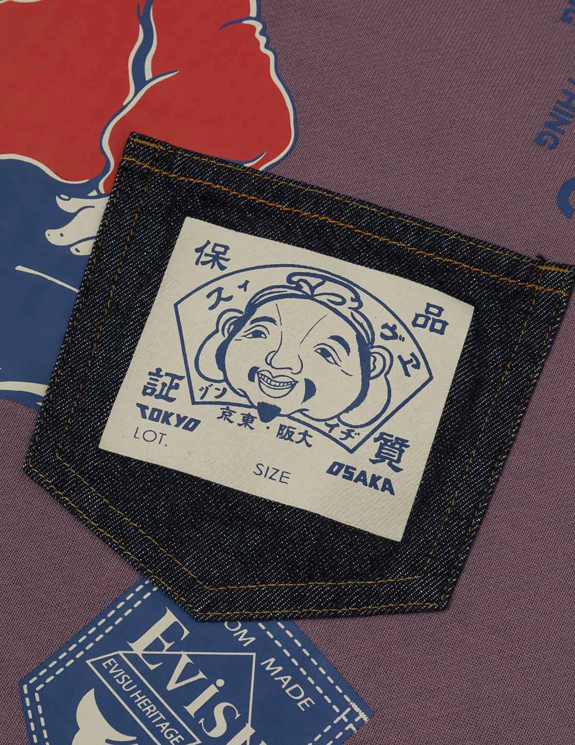 Ebisu Print and Multiple Pocket Washed Relax Fit Sweatshirt