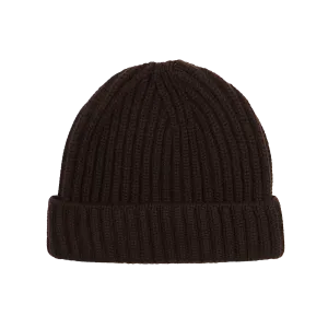 Ebony Cashmere Ribbed Beanie
