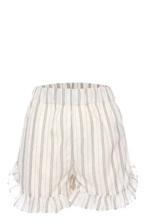 Egret Light Stripe Cotton Shorts