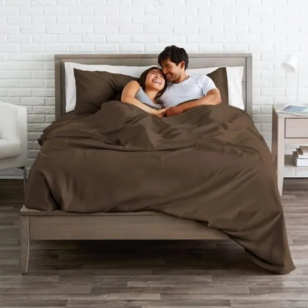 Elastic Fitted Bedsheets Single Bed Size 400 TC - Cotton Elastic Bedsheet Single Bed Only 35 x 75_10 Inch Drop- Color_Chocolate Solid [ Fitted Sheet Only Pillow Cover Not Included
