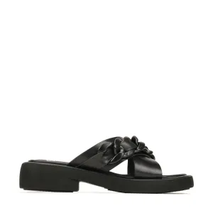 ELEASE LEATHER SLIDE HEEL SANDALS