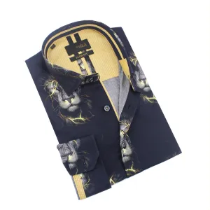 Electric Lion Button Down Print Shirt