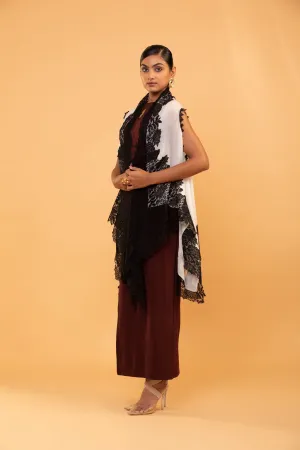 Elegant Black Lace White Cape for Women - Stylish Evening Wrap