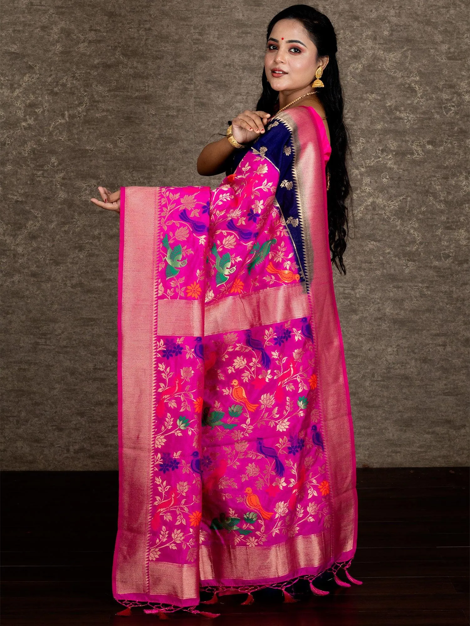 Elegant Blue Allover Organza Silk Saree