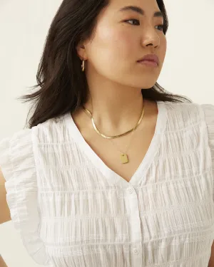 Elia Button Up Frilly Top | White