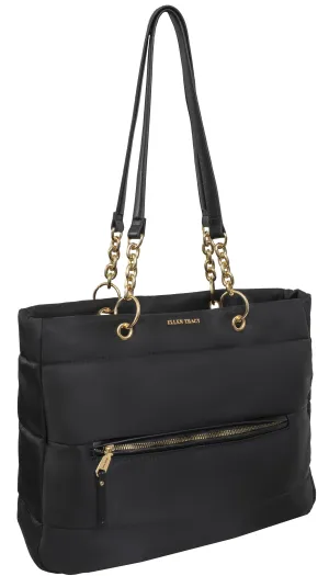 Ellen Tracy Nylon Tubular Chain Handle Tote Bag