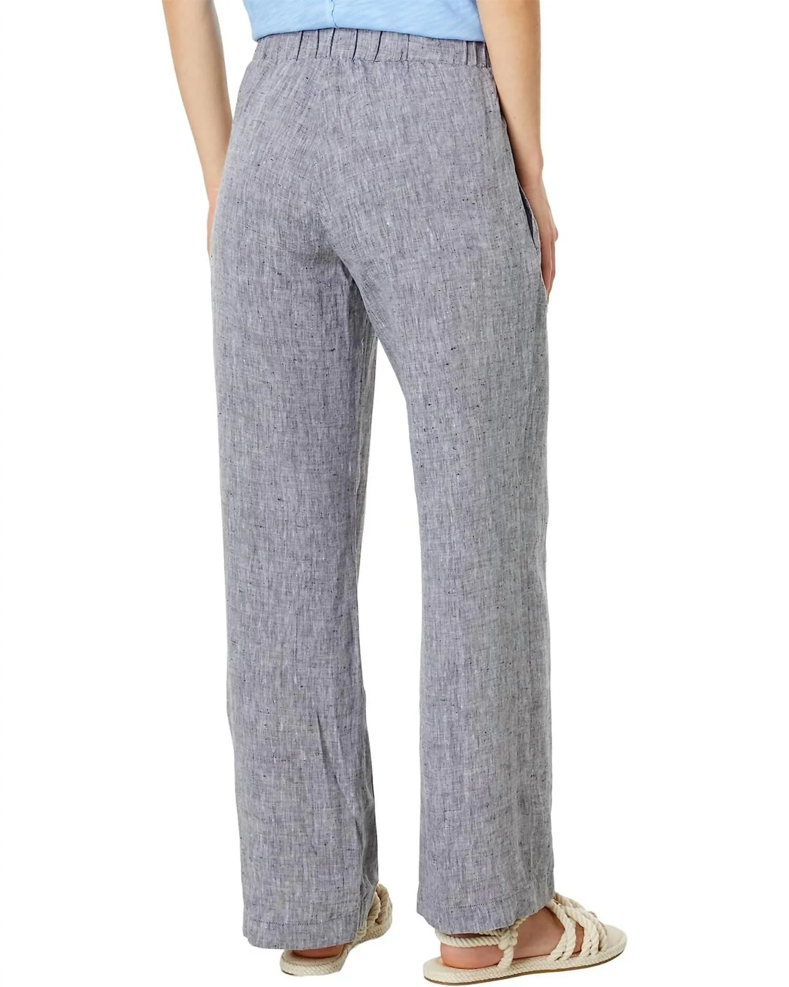 Elliott Lauren Washed Linen Wide Leg Pants in Black | Black