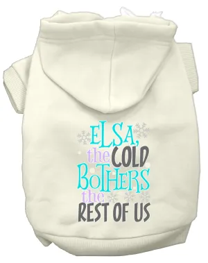 Elsa, The Cold Screen Print Dog Hoodie Cream Xs