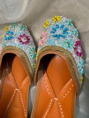 Embellished Hand crafted Mojaris - Pista Green
