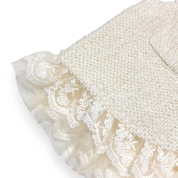 Embellished Tweed Vest - Beige