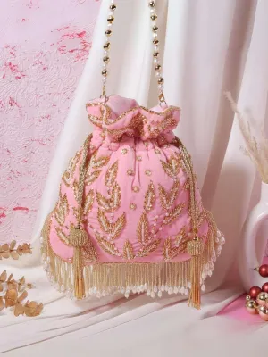 Embellished Wristlet With Drawstring Closure