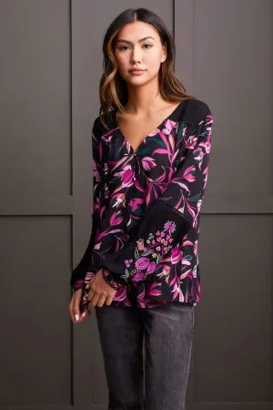 Embroidered Button-Up Blouse