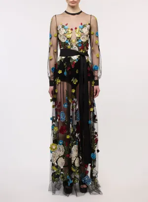 Embroidered Flower Bouquet Dress