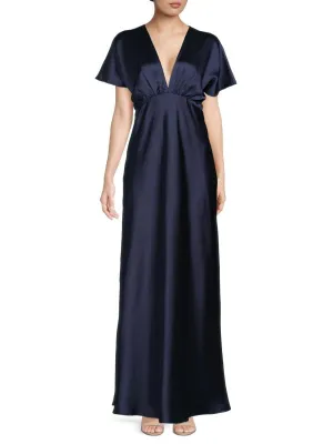 Empire style satin dress Renee C. Dark pink