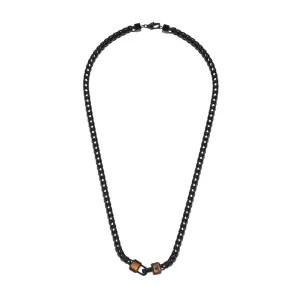 Emporio Armani Stainless Steel Brown Tiger's Eye Chain