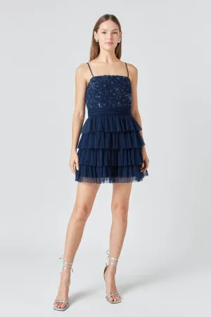 Endless Rose - Floral Detail Tulle Mini Dress