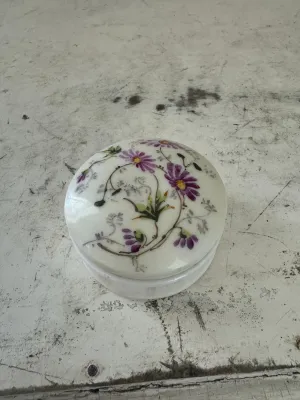 English Hand Painted Trinket Dish purple flowers