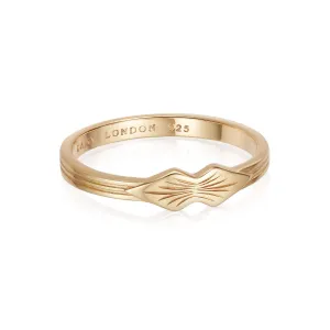 Engraved Palm Band Ring 18ct Gold Plate