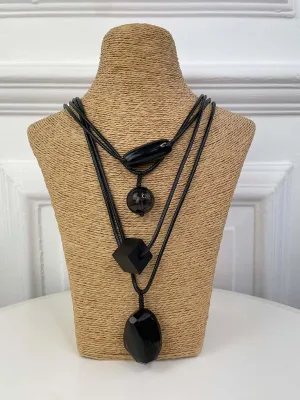 Envy Geo Bead Layered Necklace - Black
