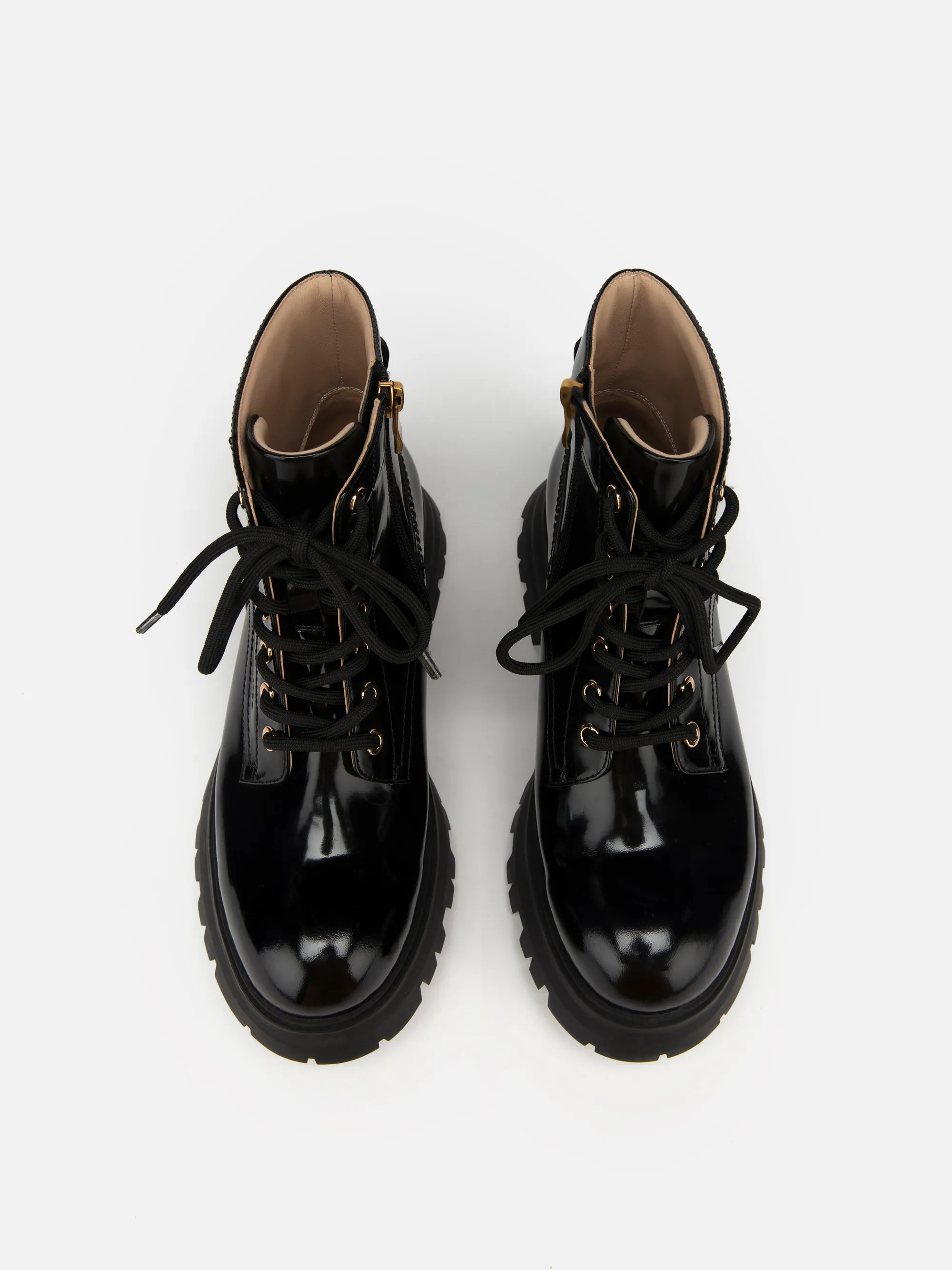 EP YAYING Leather Platform Lace Up Boots